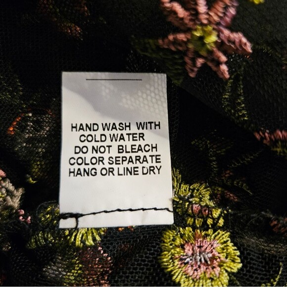 Floral Long Sleeve Black Dress - Picture 7 of 9